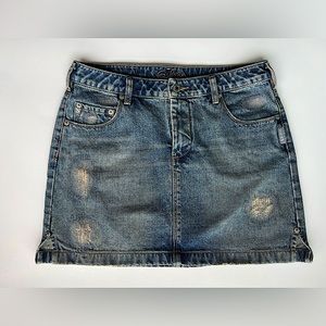 Distressed Silver Jeans Skirt